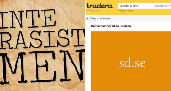 Tradera, Inte rasist men, Auktion, Domän, IRM, Internet, Sverigedemokraterna